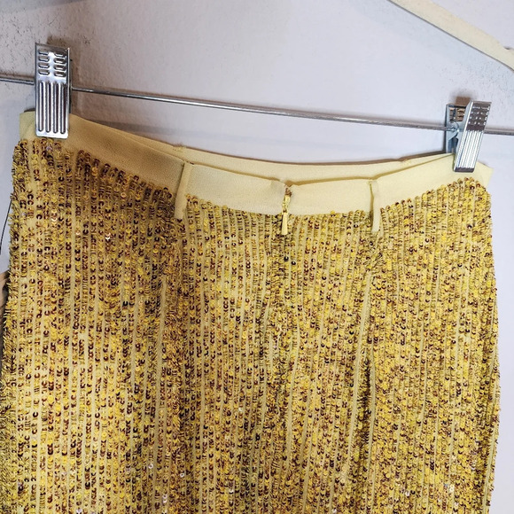 NWT Robert Rodriguez Yellow Citron Sequin Pencil Skirt women's size 0 - Picture 13 of 17